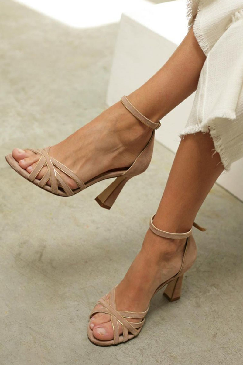 Elviera™ | Patchwork Round Toe Sandals with Thin Heel