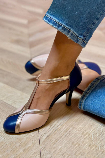 Alessia™ | Colorful T-strap low heels with round toe