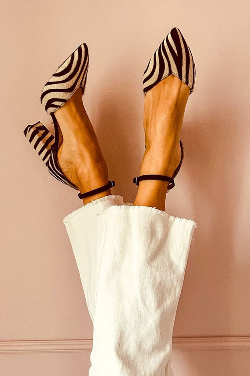 Zebrina™ | Mid-heel sandals with strap and zebra print
