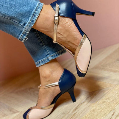 Alessia™ | Colorful T-strap low heels with round toe