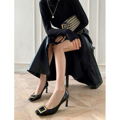 Narella™ | Elegant Sandals with Medium Heel and Square Toe