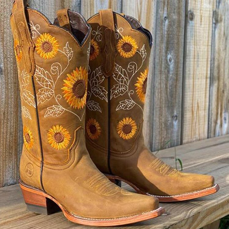 Leah | Mid-Calf Winter Leather Cowboy Boots