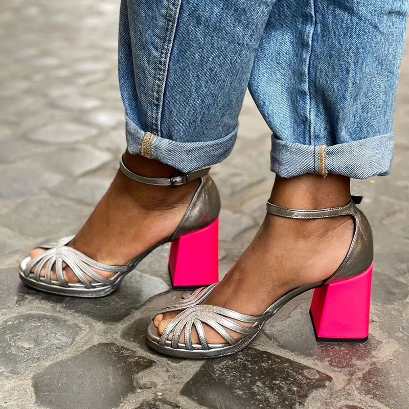 Seraphina™ | Sparkling Sandals with Thick Heel and Elegant Buckle