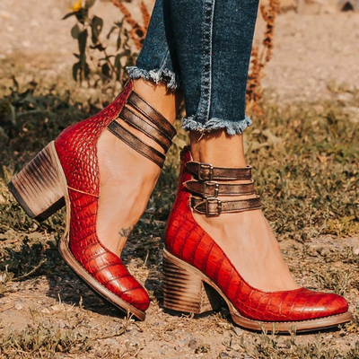 Ginevra™ | Multiple strap high heels with thick heel